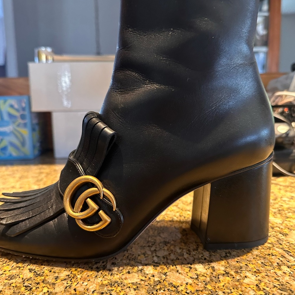 Authentic GUCCI MARMONT FRINGE Ankle Boots 3” Block Heel! Gorgeous 🥾 Size 8 - Picture 3 of 14
